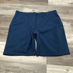 Orvis Blue Black‎ Mens 40 Flat Front Minimalist Casual Performance Chino Shorts